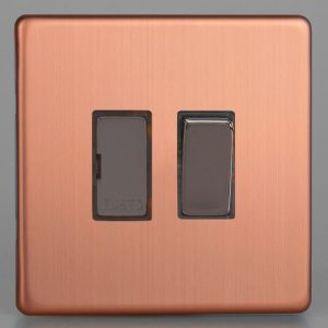 VARILIGHT BRUSHED COPPER SCREWLESS SWITCHED FUSED SPUR