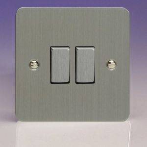 VARILIGHT ULTRA FLAT PLATE 2G BRUSHED STEEL SWITCH