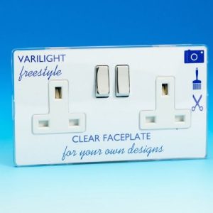 VARILIGHT FREESTYLE CLEAR SCREWLESS 2G 13A SOCKET WHITE INSERTS