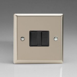 VARILIGHT SATIN CHROME 2G SWITCH BLACK