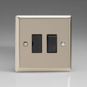 VARILIGHT SATIN CHROME SWITCHED FUSED SPUR BLACK S