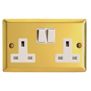 VARILIGHT VICT BRASS 2G 13A SOCKET BL IN