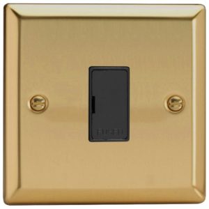 VARILIGHT VICTORIAN BRASS 13A UNSWITCHED SPUR BLACK INSERTS