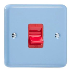 VARILIGHT 1G COOKER SWITCH RED ROCKER DUCK EGG BLU