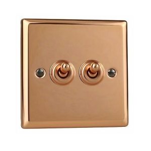 VARILIGHT POLISHED COPPER 2G 2W DOLLY SWITCH
