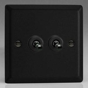 VARILIGHT 2G 2W SCREWLESS MATT BLACK TOGGLE SWITCH