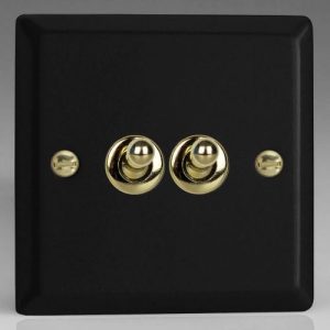 VARILIGHT 2G 2W MATT BLACK TOGGLE SWITCH