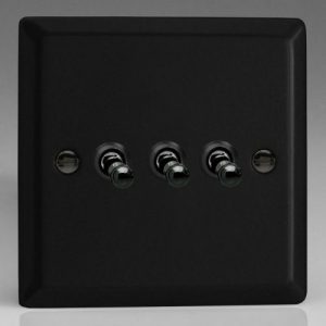 VARILIGHT 3G 2W SCREWLESS MATT BLACK TOGGLE SWITCH