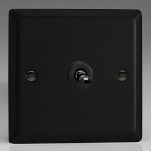 VARILIGHT 1G INTERMEDIATE SCREWLESS MATT BLACK TOGGLE SWITCH