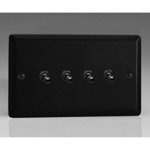 VARILIGHT 4G 2W TWIN PLATE SCREWLESS MATT BLACK TOGGLE SWITCH