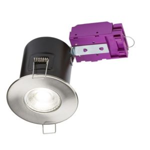 KNIGHTSBRIDGE IP65 BRUSHED CHROME GU10 FIRE-RATED