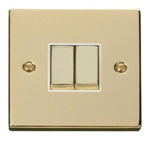 CLICK DECO VICTORIAN POLISHED BRASS VPBRASS INGOT 10A 2-GANG 2 WAY SWITCH