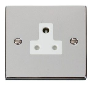 CLICK DECO VICTORIAN POLISHED CHROME VPCHROME 5A ROUND PIN SOCKET OUTLET WH