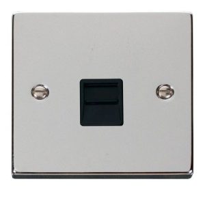 CLICK DECO VICTORIAN POLISHED CHROME VPCHROME TELEPHONE SOCKET MASTER BLACK