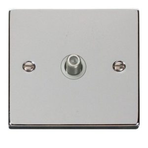 CLICK DECO VICTORIAN POLISHED CHROME VPCHROME 1-GANG SATELITE OUTLET WHITE