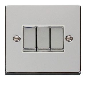 CLICK DECO VICTORIAN POLISHED CHROME VPCHROME 10A 3-GANG 2 WAY SWITCH