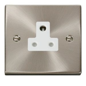 CLICK DECO VICTORIAN SATIN CHROME VP 5A ROUND PIN SOCKET OUTLET WH