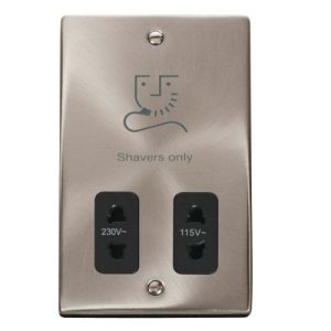 CLICK DECO VICTORIAN SATIN CHROME VP  DUAL VOLT SHAVER SOCKET BLACK
