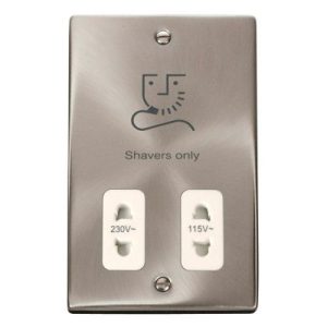 CLICK DECO VICTORIAN SATIN CHROME VP  DUAL VOLT SHAVER SOCKET WH
