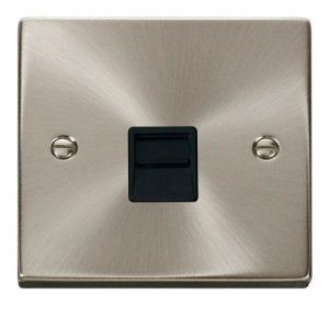 CLICK DECO VICTORIAN SATIN CHROME VP TELEPHONE SOCKET MASTER BLACK