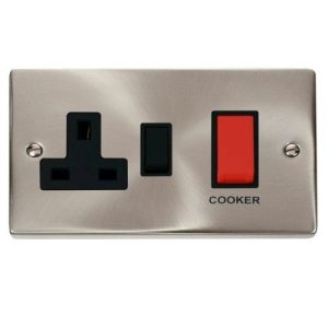 CLICK DECO VICTORIAN SATIN CHROME 45A SWITCH + SOCKET