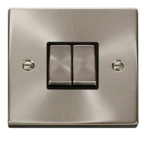 CLICK DECO VICTORIAN SATIN CHROME VP INGOT 10A 2-GANG 2 WAY SWITCH