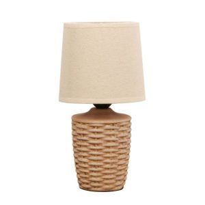WIDDOP BASKET WEAVE TABLE LAMP BEIGE LINEN SHADE