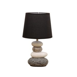WIDDOP PEBBLE TABLE LAMP WITH BLACK COTTON SHADE