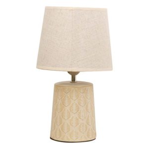WIDDOP LEAF PRINT TABLE LAMP WITH BEIGE LINEN SHAD