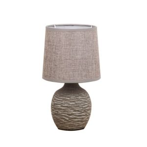 WIDDOP DARK GREY TABLE LAMP WITH GREY LINEN SHADE