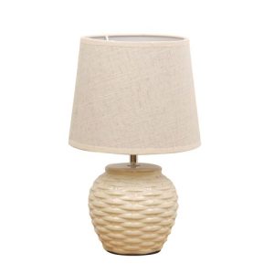 WIDDOP BASKET WEAVE TABLE WITH BEIGE LINEN SHADE