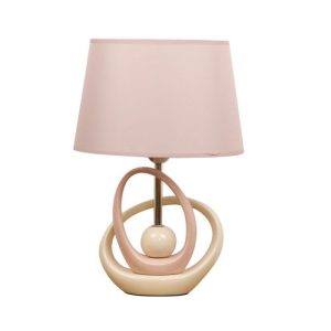 WIDDOP PINK & CREAM TABLE LAMP WITH PINK COTTON SH