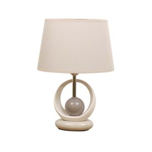 WIDDOP GREY & CREAM TABLE LAMP WITH GREY COTTON SH