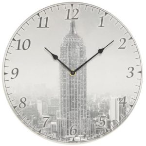 WIDDOP EMPIRE STATE GLASS WALL CLOCK 30CM