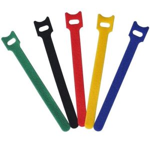 150MM RE-USEABLE MIXED COLOURED HOOK & LOOP TIES 10PK