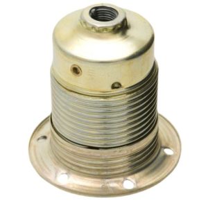POLISHED BRASS ES LAMPHOLDER WITH 10MM ENTRY+SHADE RING