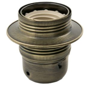 ANTIQUE COPPER ES LAMPHOLDER WITH 10MM ENTRY+SHADE RING