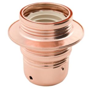 BRIGHT COPPER ES LAMPHOLDER WITH 10MM ENTRY+SHADE RING
