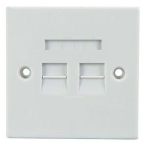 RJ45 TWIN OUTLET PLATE WITH SCREWS