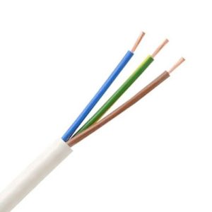 3 CORE ROUND 1.5MM BLACK MAINS FLEX 10M