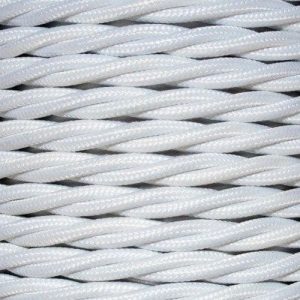 3 CORE 0.75MM 3 METRE WHITE TWISTED BRAIDED CABLE