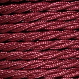 3 CORE 0.75MM 3 METRE BURGUNDY TWISTED BRAIDED CABLE