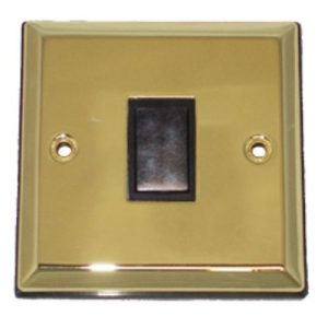 PLAIN BRASS 1G 2W 6A LIGHT SWITCH (BLACK INS)