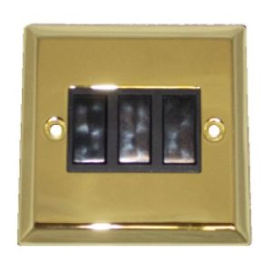 PLAIN BRASS 3G 2W LIGHT 6A SWITCH (BLACK INS)