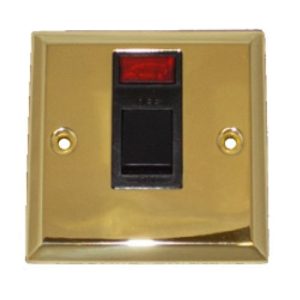 PLAIN BRASS 20A DP SWITCH + NEON (BLACK INS)