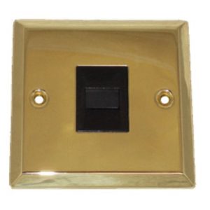 PLAIN BRASS 1G TELEPHONE EXT. SOCKET (BLACK INS)