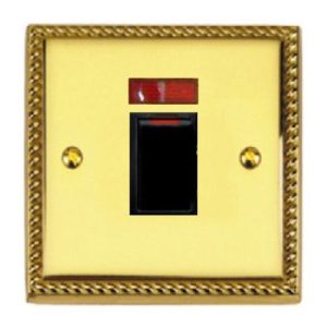 ROPED BRASS 20A DP SWITCH + NEON (BLACK INS)