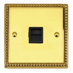 ROPED BRASS 1G TELEPHONE EXT. SOCKET (BLACK INS)