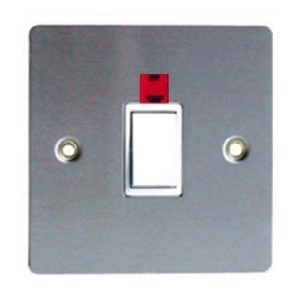 FLAT STAINLESS STEEL 20A DP SWITCH + NEON (WHITE INS)