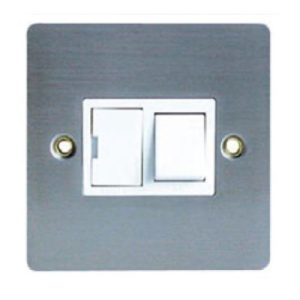 FLAT STAINLESS STEEL 13A SWITCHED FUSED SPUR (WHITE INS)
